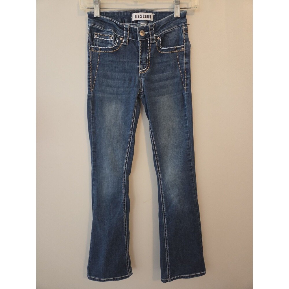 Disclosure Womens Bootcut Jeans Size 23 Hipster Western Thick Stitch Dark Wash